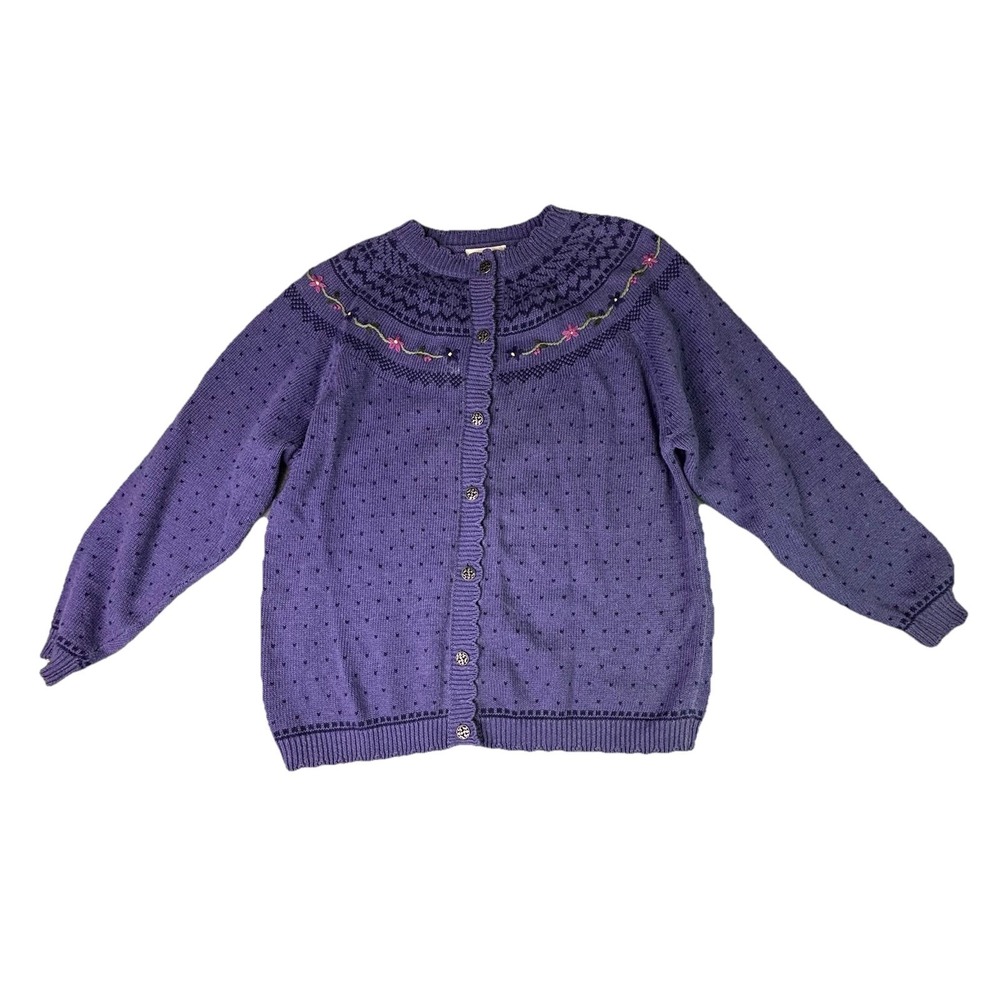 Northern Reflections Medium Gray Vintage Cardigan Grandma Cottage Boho Wool‎